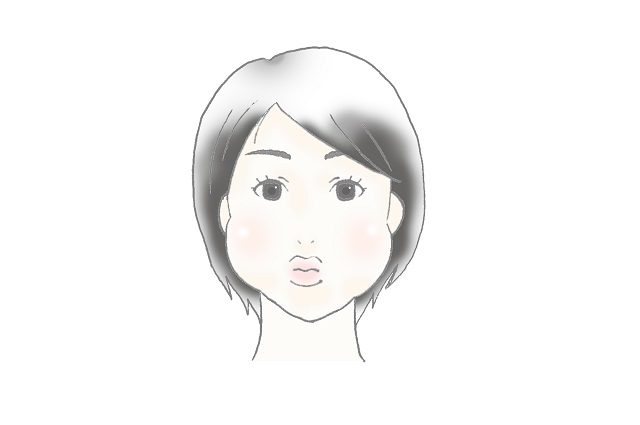 目を開けて、口をすぼめたまま、頬をぷーっと膨らませます。