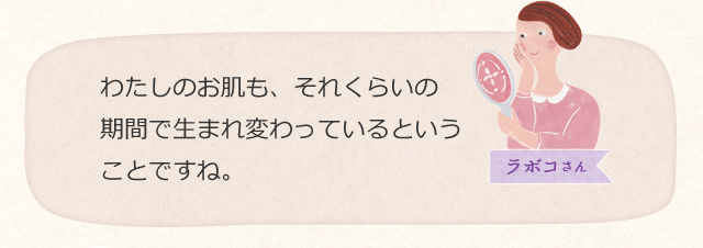 わたしのお肌も、それくらいの期間で生まれ変わっているということですね。