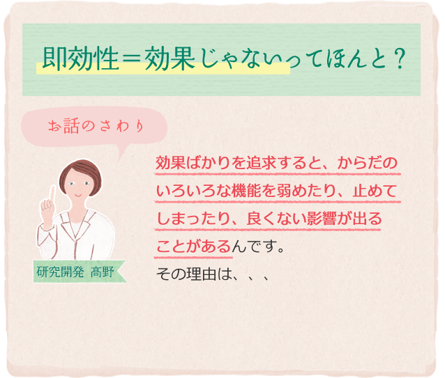 即効性=効果じゃないってほんと?