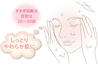 すすぎ回数の目安は20〜30回。しっとりやわらか肌に