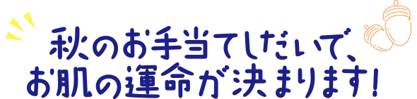 秋のお手当しだいで、お肌の運命が決まります!