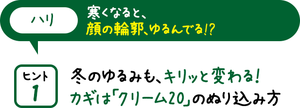 冬のゆるみも、キリッと変わる!カギは「クリーム20」のぬり込み方