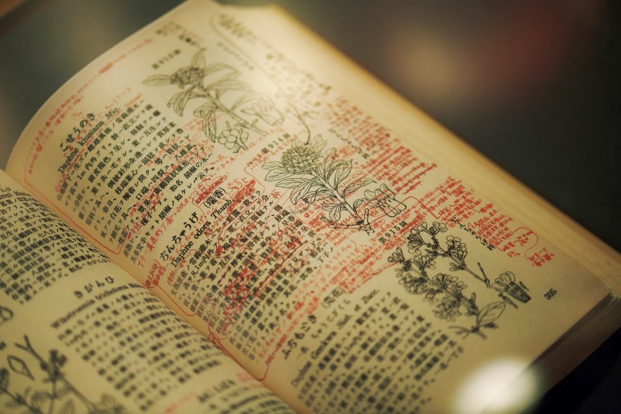 約10年の月日をかけて編集された『牧野日本植物図鑑』は、博士が78歳の時に刊行。刊行後も改訂のたびに最新の情報を加えていった。びっしり入った赤字から、博士の情熱がうかがえる。