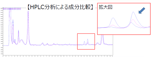 HPLC分析による成分比較
