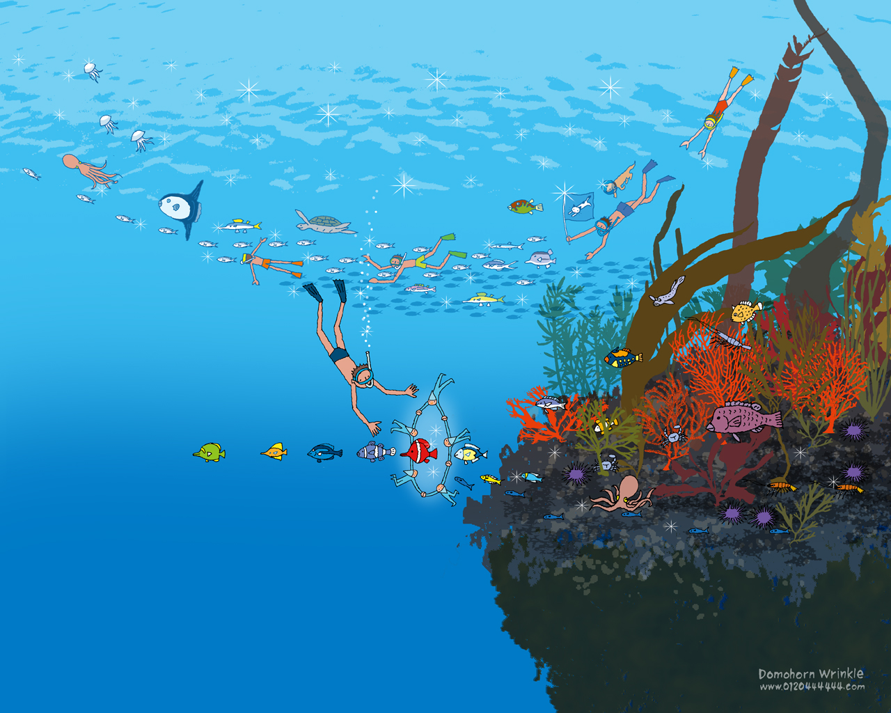 夏休み 海の中の世界 8月の壁紙 基礎化粧品ドモホルンリンクル